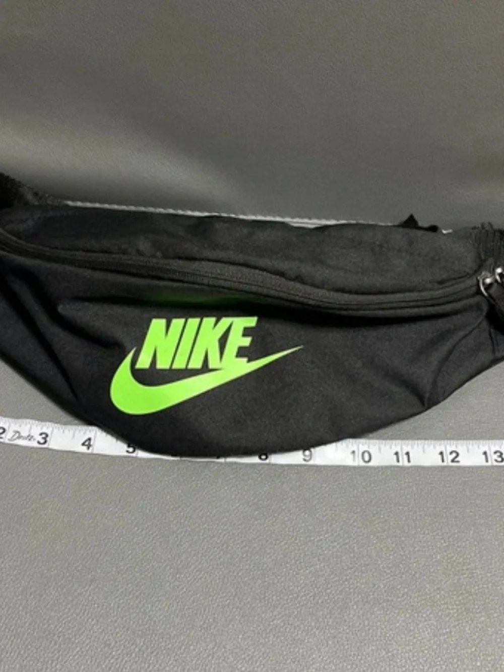 Nike Men's Black Fanny Pack with Green Logo